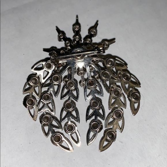 WHITE Rhinestone Pin Brooch Vintage - Picture 4 of 4